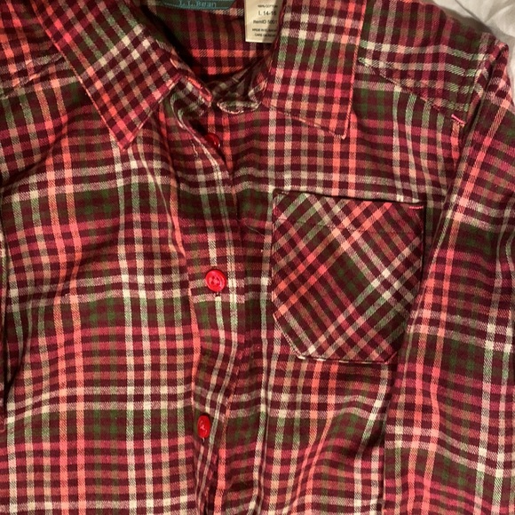L.L. Bean Other - 🎉HP🎉 NEW LL Bean Flannel Shirt Plaid Button Down Berry Girls Size 14